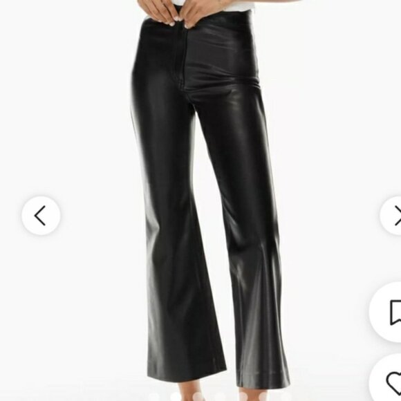 Aritzia Wilfred Adele Vegan Faux Leather Ankle Flare Pant Black Sz 4 - Picture 3 of 13